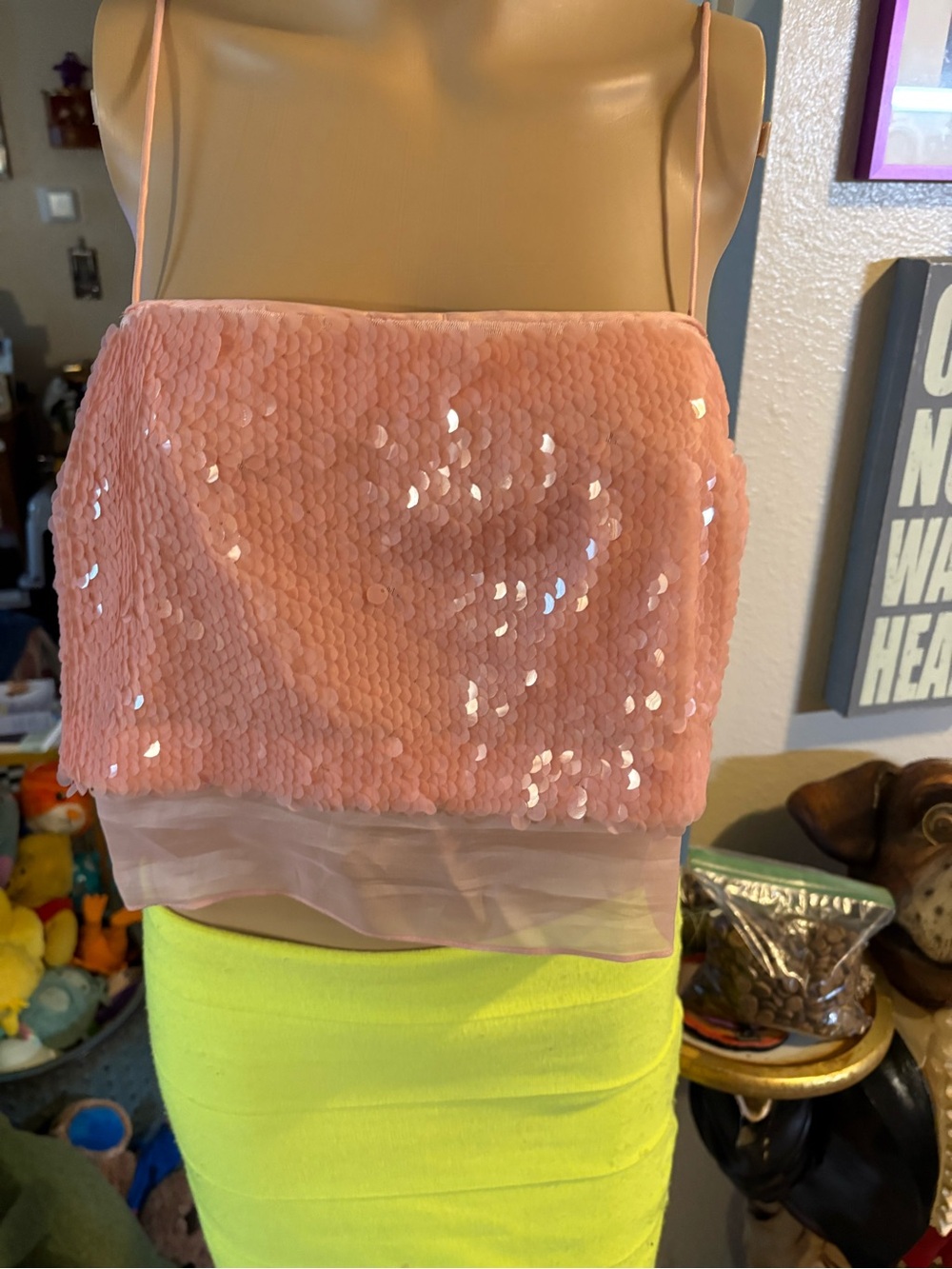 Toccin Gwen Blush Cami Sequins and silk organza Size 10